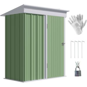 Outsunny Casetta da Giardino Porta Attrezzi in Acciaio con Porta Bloccabile, 161x95x163/181cm, Verde