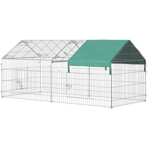 Pawhut Recinto per Animali con Telo di Copertura in Acciaio con Porte, 220x103x103cm