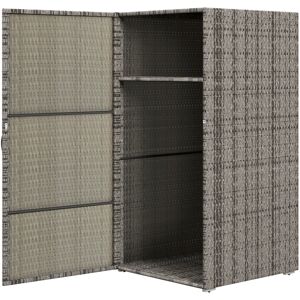 Outsunny Armadio da Giardino in Rattan PE con 2 Vani, 60x63x120cm, Grigio