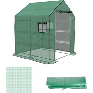 Outsunny Copertura PE per Serra da Giardino con Porta a Cerniera e Finestre, 140x143x190cm, Verde