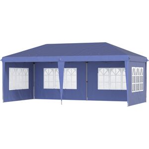 Outsunny Gazebo da Giardino 6x3 m Regolabile in Altezza con Pareti Removibili, in Acciaio e Poliestere, Blu