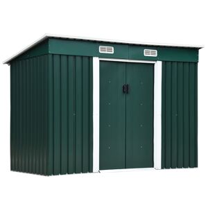 Outsunny Casetta Porta Attrezzi in Acciaio, Capanno da Giardino con 2 Porte Scorrevoli, 255x133x182cm