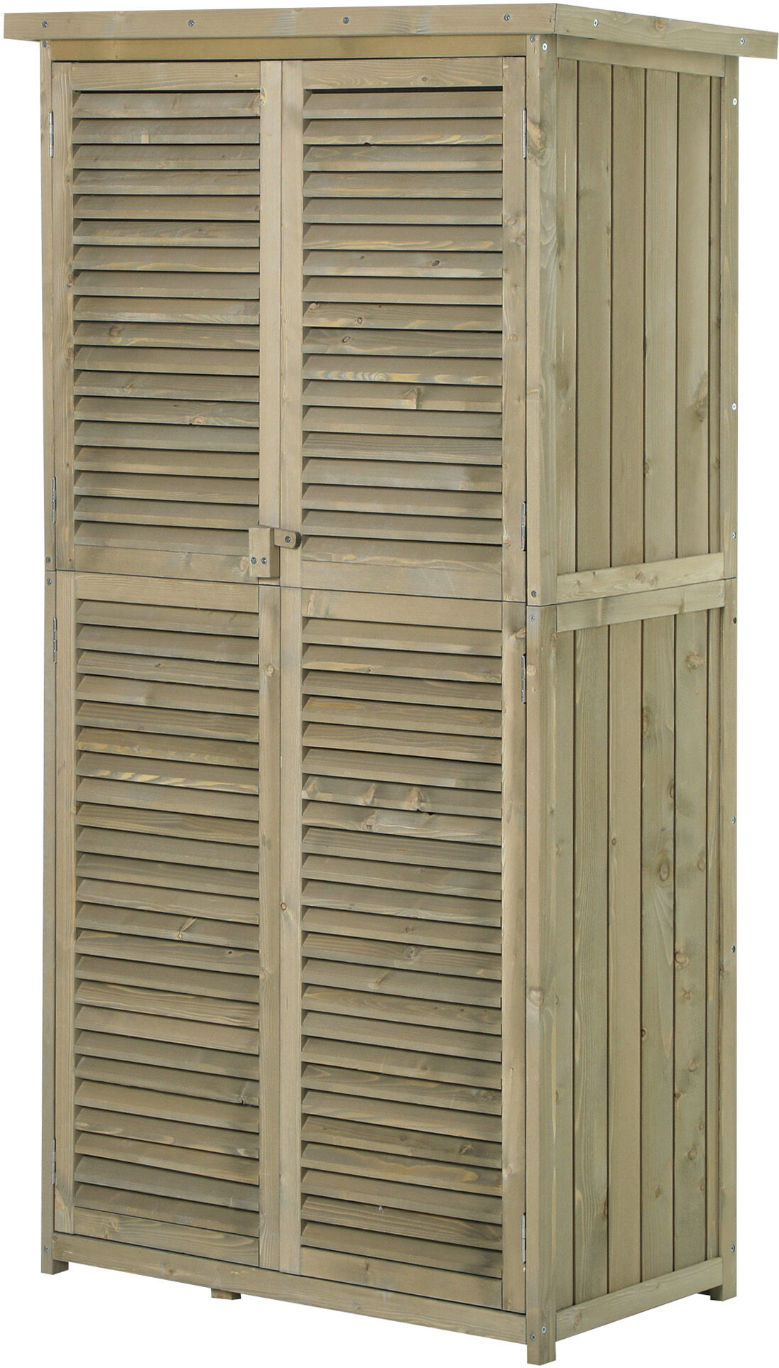 Outsunny Casetta in Legno da Giardino con Tetto Impermeabile, Armadio da Esterno Porta Attrezzi da Giardino con 4 Scompartimenti, 87x46.5x160cm