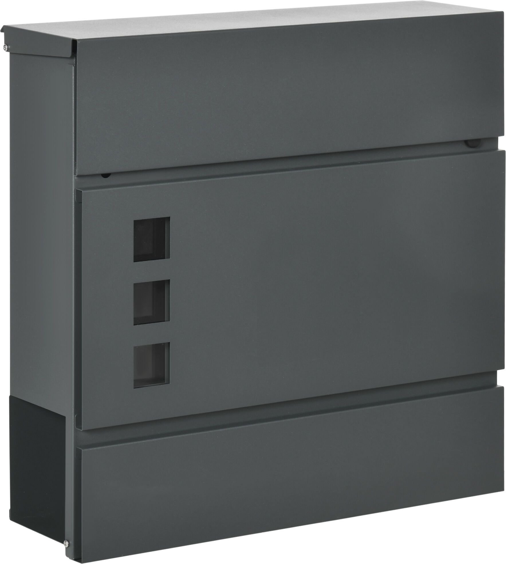 Homcom Cassetta Postale in Acciaio Zincato con 3 Fessure e 2 Chiavi di Sicurezza, 37x10.5x37 cm, Grigio