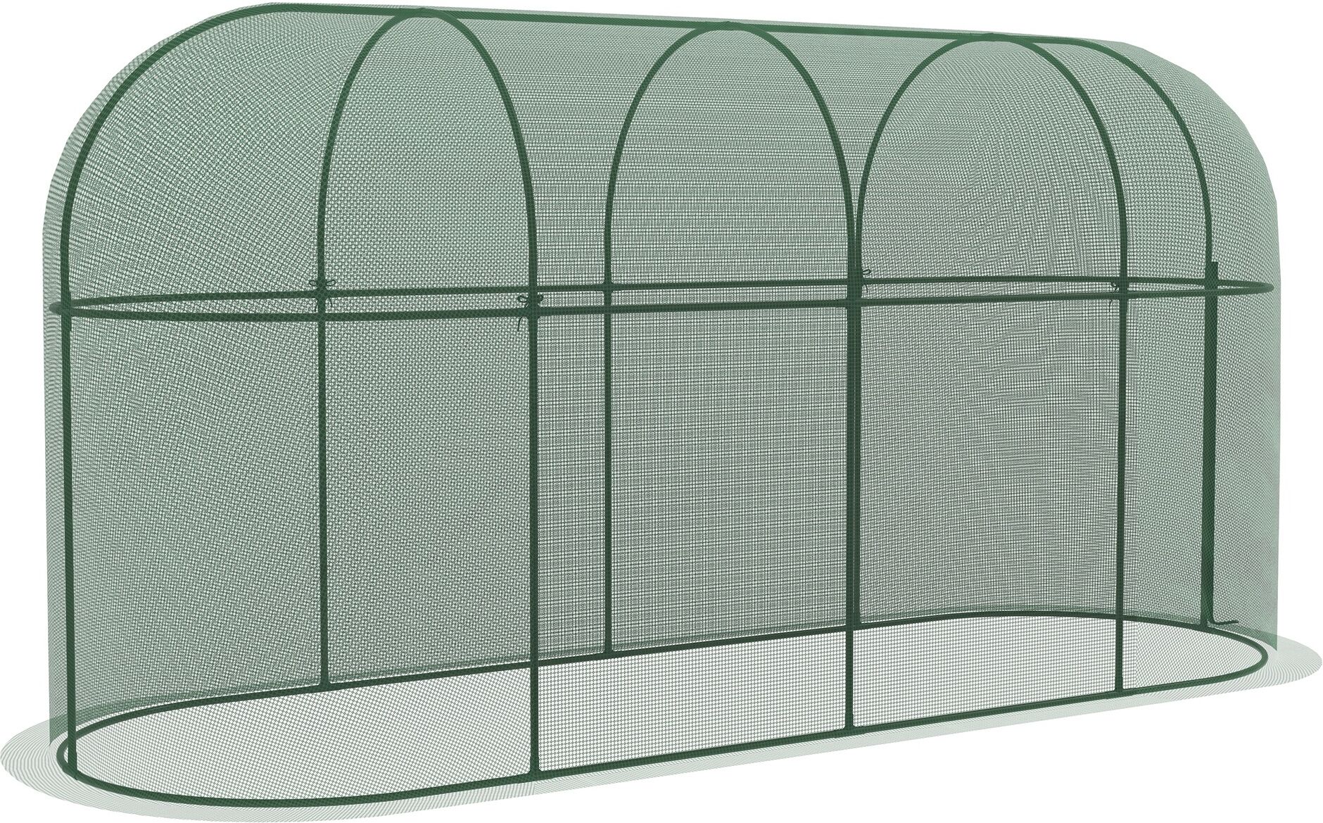 Outsunny Serra per Piante a Rete 3x1x1.5m con Porta a Cerniera e Picchetti a Terra, Verde