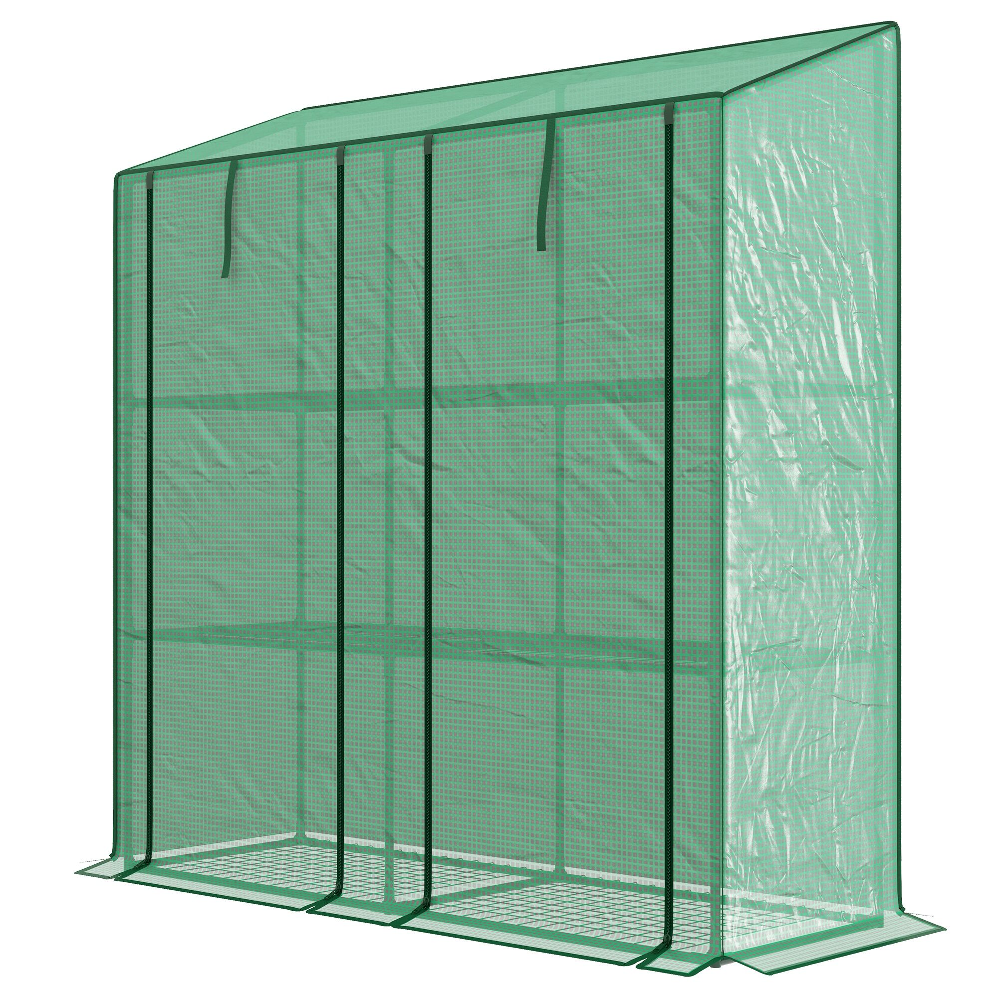 Outsunny Serra da Giardino con Copertura in PE, 6 Mensole e 2 Porte Avvolgibili, 143x46x151cm, Verde