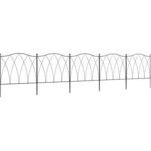 Outsunny Recinzione Esterna a 5 Pannelli in Metallo con Lacci, 305x62 cm, Nera Outsunny Recinzione Esterna a 5 Pannelli in Metallo con Lacci, 305x62 cm, Nera