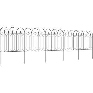 Outsunny Recinzione Esterna a 5 Pannelli in Metallo con Picchetti, 305x79.5 cm, Nera Outsunny Recinzione Esterna a 5 Pannelli in Metallo con Picchetti, 305x79.5 cm, Nera