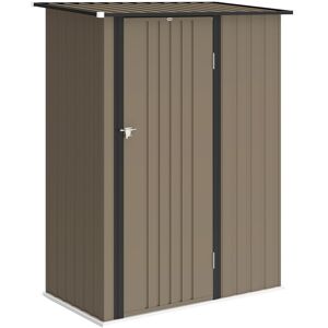 Outsunny Casetta da Giardino con Porta Bloccabile, Capanno Porta Attrezzi in Metallo con Tetto Inclinato, 142x86x189 cm, Marrone Aosom Italy Outsunny Casetta da Giardino con Porta Bloccabile, Capanno Porta Attrezzi in Metallo con Tetto Inclinato, 142x86x189 cm, Marrone Aosom Italy