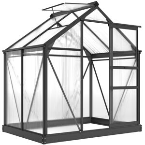 Outsunny Serra da Giardino con Grondaia, Finestra e Porta Scorrevole, in Policarbonato Anti UV, 190x132x201cm, Grigio Aosom Italy Outsunny Serra da Giardino con Grondaia, Finestra e Porta Scorrevole, in Policarbonato Anti UV, 190x132x201cm, Grigio Aosom Italy