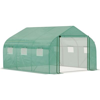 Outsunny Serra per Piante con Porta Avvolgibile e 6 Finestre in PE Anti-Raggi UV, Serra per Orto Struttura in Acciaio,347x300x200cm,Verde Aosom Italy Outsunny Serra per Piante con Porta Avvolgibile e 6 Finestre in PE Anti-Raggi UV, Serra per Orto Struttura in Acciaio,347x300x200cm,Verde Aosom Italy