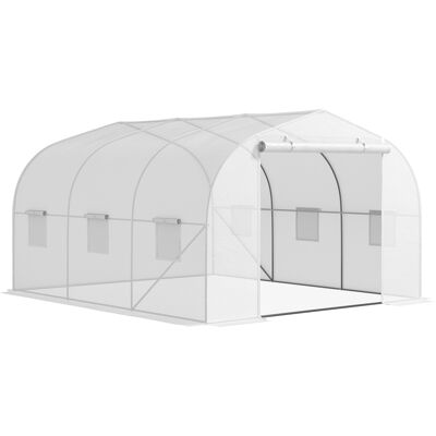 Serra a tunnel da giardino Outsunny - Acciaio zincato, PE impermeabile, 3.5x3x2m Serra a tunnel da giardino Outsunny - Acciaio zincato, PE impermeabile, 3.5x3x2m