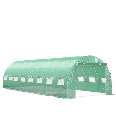 Serra da giardino tunnel Outsunny 24m² 8L x 3l x 2H - 16 finestre, porta con zip avvolgibile Serra da giardino tunnel Outsunny 24m² 8L x 3l x 2H - 16 finestre, porta con zip avvolgibile