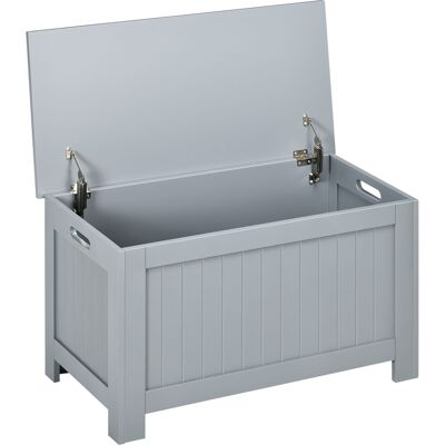 Homcom Contenitore Multiuso con cerniere di sicurezza e 2 maniglie laterali, Baule portaoggetti in legno, 81 x 40 x 46 cm, grigio Aosom Italy Homcom Contenitore Multiuso con cerniere di sicurezza e 2 maniglie laterali, Baule portaoggetti in legno, 81 x 40 x 46 cm, grigio Aosom Italy