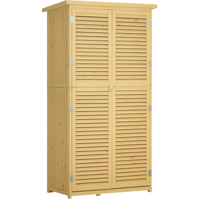 Outsunny Casetta da Giardino con Tetto Impermeabile, Armadio da Esterno Porta Attrezzi con 4 Scompartimenti, 87x46.5x160 cm, Color Legno Aosom Italy Outsunny Casetta da Giardino con Tetto Impermeabile, Armadio da Esterno Porta Attrezzi con 4 Scompartimenti, 87x46.5x160 cm, Color Legno Aosom Italy