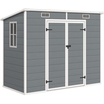 Outsunny Casetta da Giardino in Resina con Pavimento, 2 Porte con Blocco, Finestra, 2.4 x 1.3 m, Grigio Aosom Italy Outsunny Casetta da Giardino in Resina con Pavimento, 2 Porte con Blocco, Finestra, 2.4 x 1.3 m, Grigio Aosom Italy
