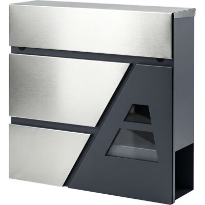 Homcom Cassetta postale da parete resistente alle intemperie con portariviste e 2 chiavi per esterno, Grigio scuro Aosom Italy Homcom Cassetta postale da parete resistente alle intemperie con portariviste e 2 chiavi per esterno, Grigio scuro Aosom Italy