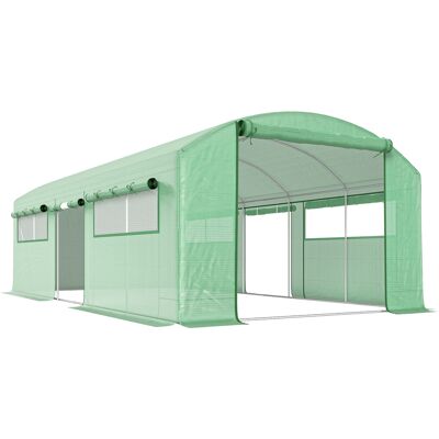 Outsunny Serra a Tunnel 6x3x2 m con 3 Porte Avvolgibili, 6 Finestre a Rete e Struttura in Acciaio Zincato Verde Aosom Italy Outsunny Serra a Tunnel 6x3x2 m con 3 Porte Avvolgibili, 6 Finestre a Rete e Struttura in Acciaio Zincato Verde Aosom Italy