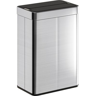 Homcom Cestino con sensore, capacità 55 L, coperchio a farfalla, si apre automaticamente, acciaio inossidabile, colore argento Aosom Italy Homcom Cestino con sensore, capacità 55 L, coperchio a farfalla, si apre automaticamente, acciaio inossidabile, colore argento Aosom Italy