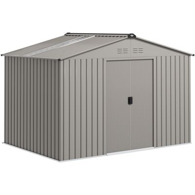 Outsunny Casetta da Giardino con Prese d'Aria e Tetto Inclinato, Doppia Porta Scorrevole Bloccabile, Grigio Argento Aosom Italy Outsunny Casetta da Giardino con Prese d'Aria e Tetto Inclinato, Doppia Porta Scorrevole Bloccabile, Grigio Argento Aosom Italy