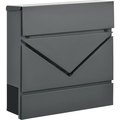 Homcom Cassetta Postale in Acciaio Zincato con Portagiornali e 2 Chiavi di Sicurezza, 37x10.5x37 cm, Grigio Aosom Homcom Cassetta Postale in Acciaio Zincato con Portagiornali e 2 Chiavi di Sicurezza, 37x10.5x37 cm, Grigio Aosom