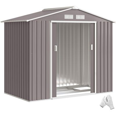 Outsunny Casetta da Giardino con Porte Scorrevoli in Lamiera, Capanno Attrezzi in Acciaio, 213x130x185 cm, Grigio Aosom Italy Outsunny Casetta da Giardino con Porte Scorrevoli in Lamiera, Capanno Attrezzi in Acciaio, 213x130x185 cm, Grigio Aosom Italy