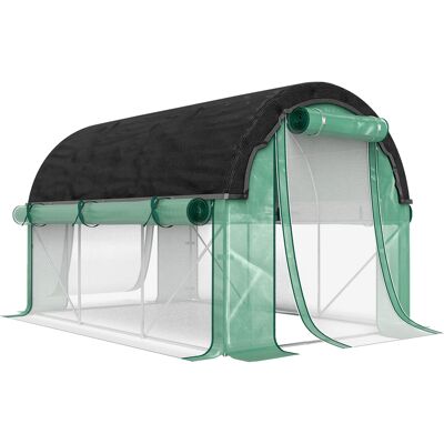 Outsunny Serra a Tunnel 3x2 m con Rete Ombreggiante Extra, Finestre e Ingresso a Zip, in PE e Acciaio, Verde Aosom Italy Outsunny Serra a Tunnel 3x2 m con Rete Ombreggiante Extra, Finestre e Ingresso a Zip, in PE e Acciaio, Verde Aosom Italy