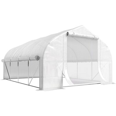 Outsunny Serra per Orto 3.95x3x2m Struttura in Acciaio e Copertura in PE Anti-UV con 8 Finestre, Porta e 2 Pareti Laterali Avvolgibili, Bianco Aosom Outsunny Serra per Orto 3.95x3x2m Struttura in Acciaio e Copertura in PE Anti-UV con 8 Finestre, Porta e 2 Pareti Laterali Avvolgibili, Bianco Aosom