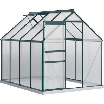 Outsunny Serra da Giardino con porta scorrevole, tetto inclinato con grondaie, in Metallo e Alluminio, Anti-UV, 190x253x199cm, Verde Aosom Italy Outsunny Serra da Giardino con porta scorrevole, tetto inclinato con grondaie, in Metallo e Alluminio, Anti-UV, 190x253x199cm, Verde Aosom Italy