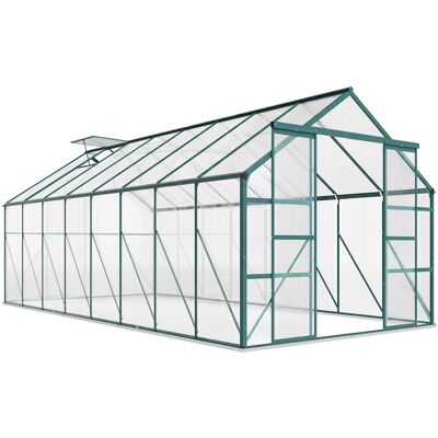 Outsunny Serra da Giardino con Porta scorrevole e Finestre regolabili a 5 livelli, in Metallo e Alluminio, 244x500x216cm, Verde Aosom Italy Outsunny Serra da Giardino con Porta scorrevole e Finestre regolabili a 5 livelli, in Metallo e Alluminio, 244x500x216cm, Verde Aosom Italy