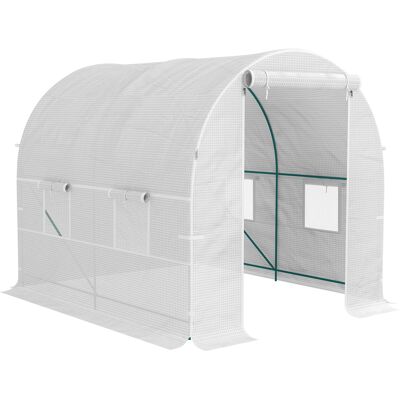 Outsunny Serra da Giardino a Tunnel con Telaio in Acciaio e 4 Finestre in PE 2.5x2x2m, Bianco Aosom Italy Outsunny Serra da Giardino a Tunnel con Telaio in Acciaio e 4 Finestre in PE 2.5x2x2m, Bianco Aosom Italy