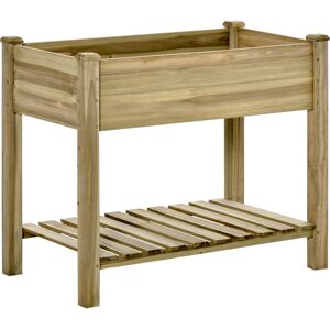 Outsunny Letto per Orto Rialzato in Legno con Ripiano Inferiore, Fioriera da Esterno Portapiante per Giardino e Balcone, 91x51x76cm