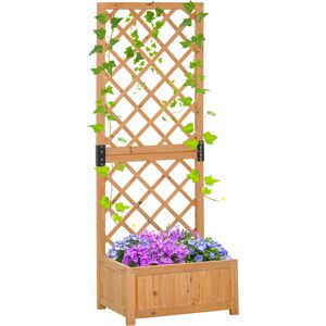 Outsunny Fioriera con Grigliato da Esterno o Giardino, Vaso per Piante Rampicanti in Legno 60x40x160cm