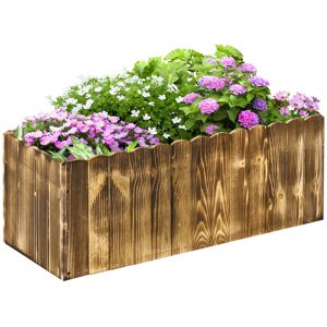 Outsunny Fioriera da Giardino Rettangolare per Interni ed Esterni, in Legno di Abete, 80x33x30 cm, color Legno