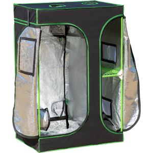 Outsunny Serra Idroponica per Interni, Tessuto Riflettente e Prese d'Aria, Porte e Finestre, 90x60x135cm Nero e Verde