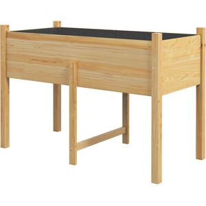 Outsunny Orto Rialzato con 2 Fori di Drenaggio e Sacca in Tessuto non Tessuto, in Legno di Abete, 115x55x80 cm