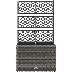 Outsunny Fioriera con Grigliato per Rampicanti con 2 Vasi in Acciaio e Rattan PE, 57x30x107cm, Grigio