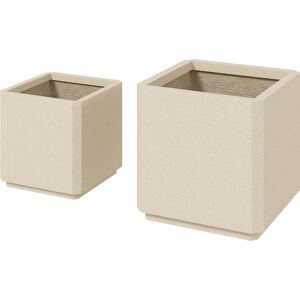 Outsunny Set da 2 Vasi da Giardino Quadrati Impilabili per Esterno e Interno, Beige