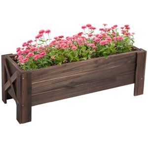 Outsunny Cassettiera per Piante da Esterno, Orto Rialzato in Legno, Design Rettangolare, 100x36.5x36 cm, per Giardino e Balcone