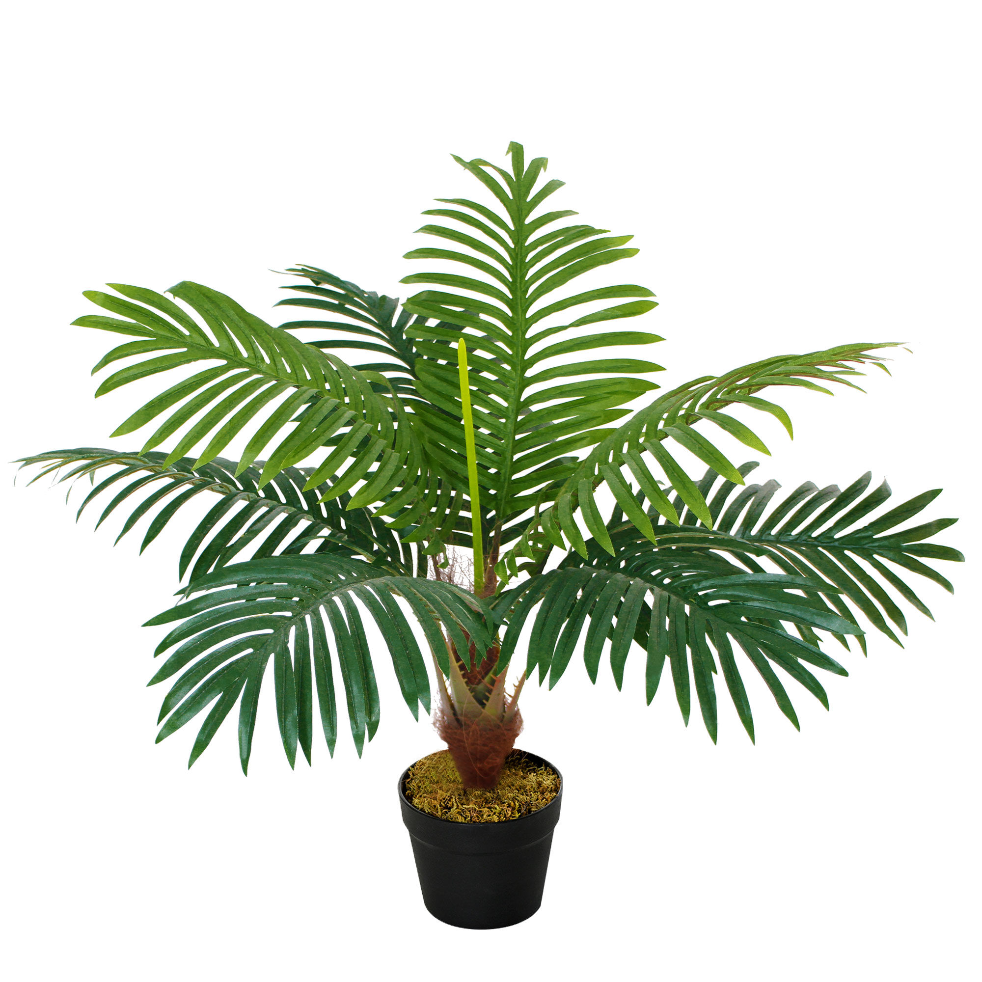 outsunny palma in plastica decorativa, pianta tropicale finta con vaso per interno ed esterno, Ф16 x 60cm
