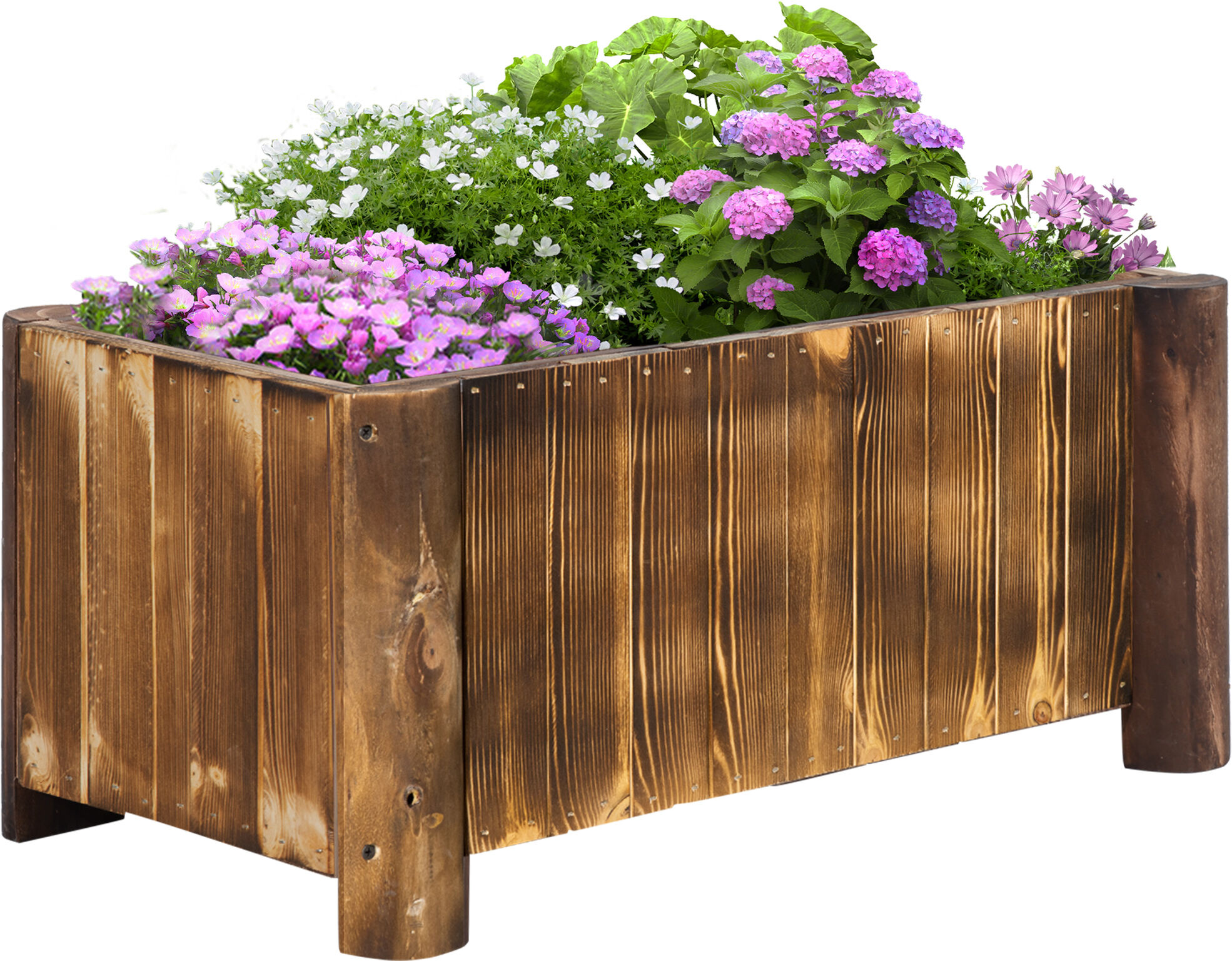 Outsunny Fioriera Vaso per Piante Box Rettangolare in Legno di Abete 70 x 35 x 30cm