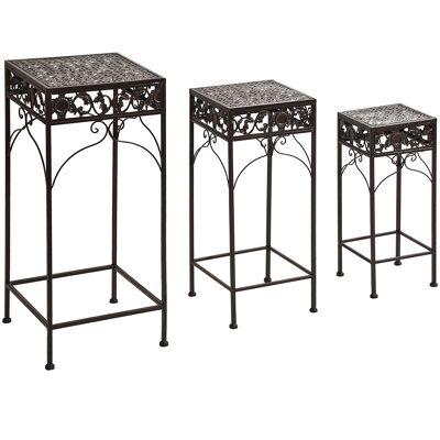Outsunny Set di 3 Sgabelli Supporto Piante in Ferro Marrone, Classico, per Interno e Esterno, Versatile e Decorativo Aosom Outsunny Set di 3 Sgabelli Supporto Piante in Ferro Marrone, Classico, per Interno e Esterno, Versatile e Decorativo Aosom