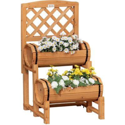 Outsunny Fioriera da Esterno a Mezza Botte in Legno d'Abete con Design Verticale Rialzato, 45x45x80 cm Aosom Outsunny Fioriera da Esterno a Mezza Botte in Legno d'Abete con Design Verticale Rialzato, 45x45x80 cm Aosom