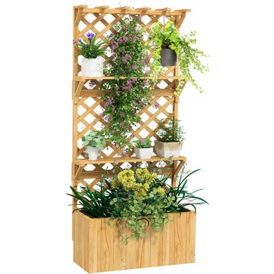 Outsunny Fioriera con Traliccio per Rampicanti, Fori di Drenaggio e 2 Mensole, in Legno di Abete, 76x33x177 cm Outsunny Fioriera con Traliccio per Rampicanti, Fori di Drenaggio e 2 Mensole, in Legno di Abete, 76x33x177 cm