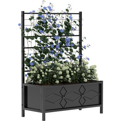 Outsunny Letto per Orto Rialzato con Traliccio per Piante Rampicanti in Acciaio Zincato, 90x40x120 cm, Nero Outsunny Letto per Orto Rialzato con Traliccio per Piante Rampicanti in Acciaio Zincato, 90x40x120 cm, Nero