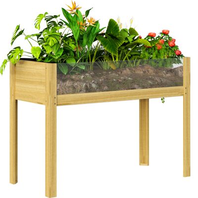 Outsunny Fioriera Rialzata da 118L con 2 Fori di Drenaggio e Pareti Trasparenti, in Legno di Abete, 110x50x80 cm Outsunny Fioriera Rialzata da 118L con 2 Fori di Drenaggio e Pareti Trasparenti, in Legno di Abete, 110x50x80 cm