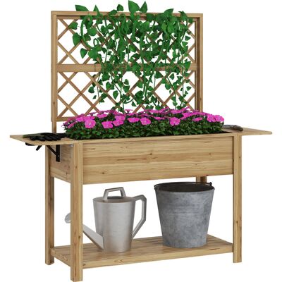 Vaso da fiori in legno Outsunny con grigliato e mensole - Aiola Vaso da fiori in legno Outsunny con grigliato e mensole - Aiola