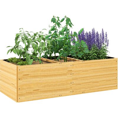 Outsunny Fioriera da Esterno in Legno di Abete Divisa in 3 Aree con Strato in Tessuto non Tessuto, 140x60x40 cm Outsunny Fioriera da Esterno in Legno di Abete Divisa in 3 Aree con Strato in Tessuto non Tessuto, 140x60x40 cm