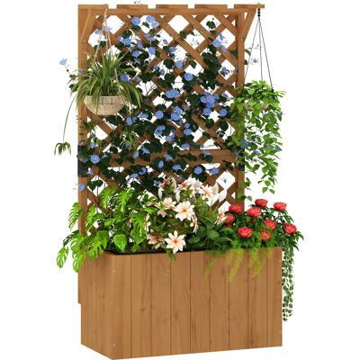 Outsunny Letto per Orto Rialzato con Traliccio per Rampicanti e Pergola Superiore, 64x33x122 cm, Legno Outsunny Letto per Orto Rialzato con Traliccio per Rampicanti e Pergola Superiore, 64x33x122 cm, Legno