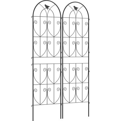 Outsunny Supporto per piante rampicanti con uccelli set di 2 trellis da giardino per ortaggi vite fiore metallo 50 x 180 cm nero Outsunny Supporto per piante rampicanti con uccelli set di 2 trellis da giardino per ortaggi vite fiore metallo 50 x 180 cm nero